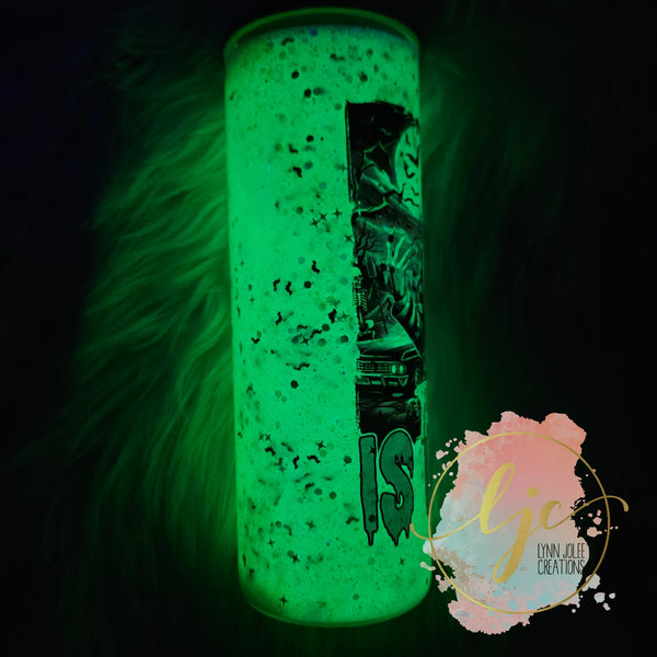 Halloween Beetlejuice inspired snowglobe tumbler