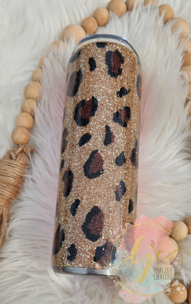 20 oz skinny split hot pink and leopard