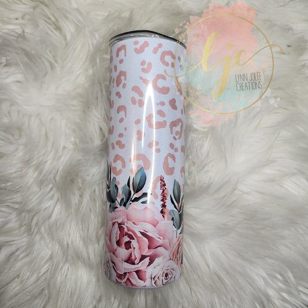 Leopard floral sublimation tumbler