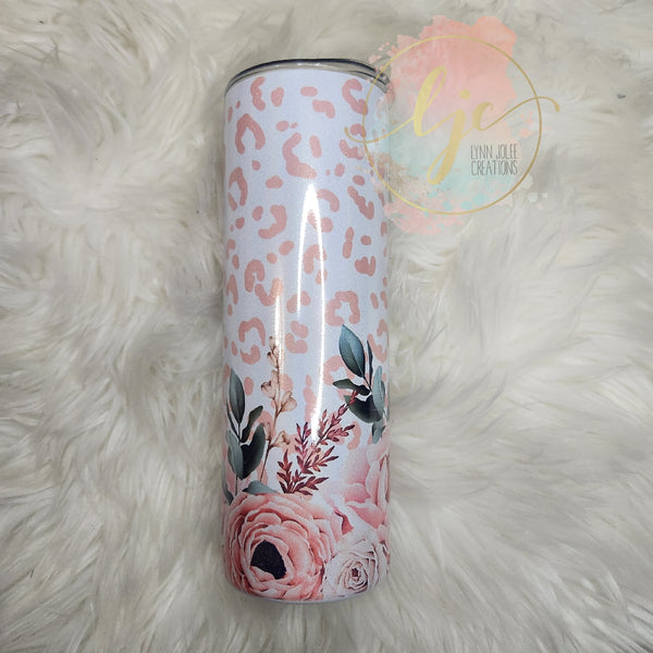 Leopard floral sublimation tumbler